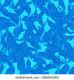 leaves on wooden twigs vector seamless pattern white
