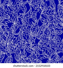 leaves on wooden twigs vector seamless pattern white