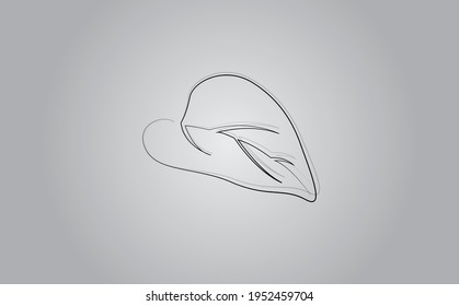 Leaves One Line Drawing. Continuous Line of Simple Flower Illustration. 