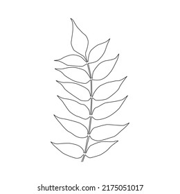 Leaves One Line Drawing. Continuous Line Simple Illustration. Abstract Contemporary.