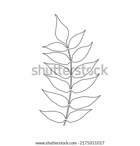 Leaves One Line Drawing. Continuous Line Simple Illustration. Abstract Contemporary.