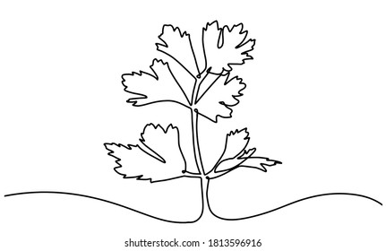 Leaves one line drawing. Hand drawn modern minimalistic design for creative logo, icon or emblem. One single line drawing of natural green organic plantation for farming logo identity. 