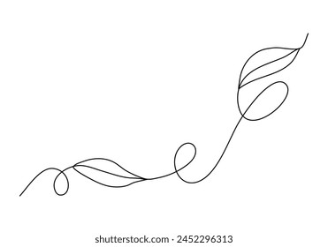 Hojas. Ilustración vectorial de dibujo de una línea.