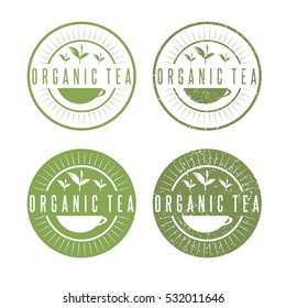 leaves of organic tea vector labels set