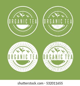 leaves of organic tea vector labels set