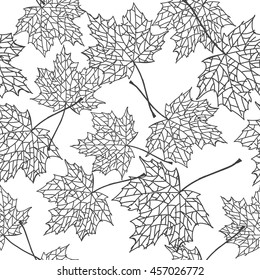 Leaves ornament. Autumn, seamless vector pattern with transparent background.