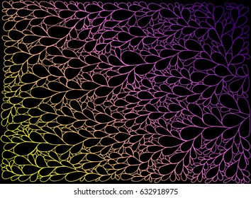 Leaves outline gradient background vector illustration hand drawn