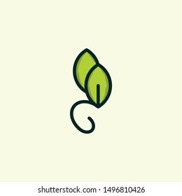 Leaves Outline Minimalist Modern Logo