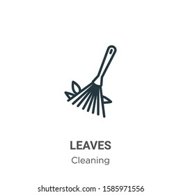 Leaves outline vector icon. Thin line black leaves icon, flat vector simple element illustration from editable cleaning concept isolated on white background