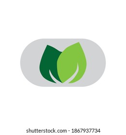 Leaves in ovale minimalist logo design. Leaves logo on White Background Vector Template