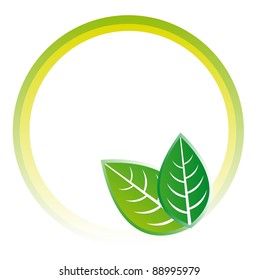 leaves over circle with copy space isolated. vector illustration