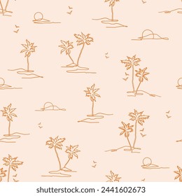 Leaves of palm tree. Beach pattern Seamless pattern. Vector background.