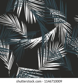 Hojas de palmera.Patrón sin problemas. Fondo vectorial.