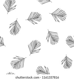 Leaves of palm tree. Seamless pattern. Vector background.