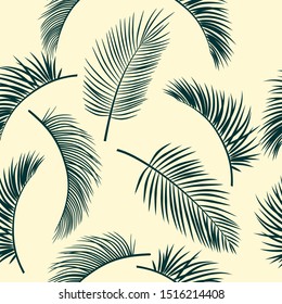 Leaves of palm tree. Seamless pattern. Vector background.