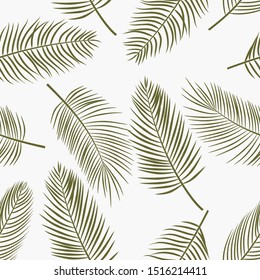 Leaves of palm tree. Seamless pattern. Vector background.