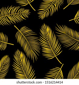 Leaves of palm tree. Seamless pattern. Vector background.