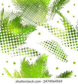 Leaves of palm tree. Seamless pattern. Vector background.