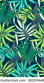 Leaves of palm tree. Seamless pattern