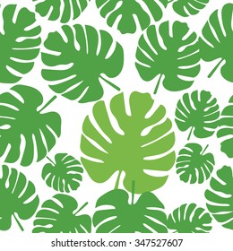 Leaves of palm tree. Seamless pattern. Vector background.