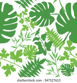 Leaves of palm tree. Seamless pattern. Vector background.