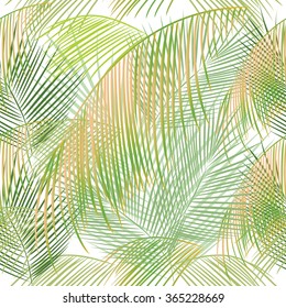 Leaves of palm tree. Seamless pattern. Vector background.