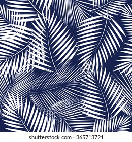 Leaves of palm tree. Seamless pattern. Vector background.