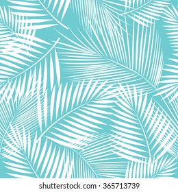 Leaves of palm tree. Seamless pattern. Vector background.