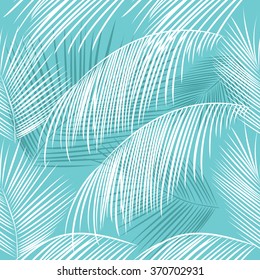 Leaves of palm tree. Seamless pattern. Vector background.