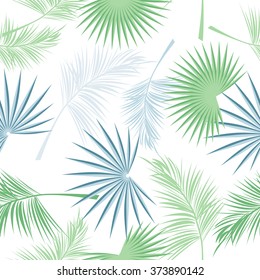 Leaves of palm tree. Seamless pattern. Vector background.