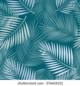 Leaves of palm tree. Seamless pattern. Vector background.