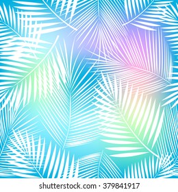 Leaves of palm tree. Seamless pattern. Vector background.