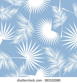 Leaves of palm tree. Seamless pattern. Vector background.