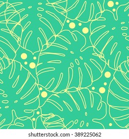 Leaves of palm tree. Seamless pattern. Vector background.