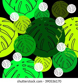 Leaves of palm tree. Seamless pattern. Vector background.