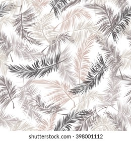 Leaves of palm tree. Seamless pattern. Vector background.