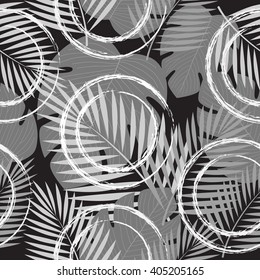 Leaves of palm tree. Seamless pattern. Vector background.