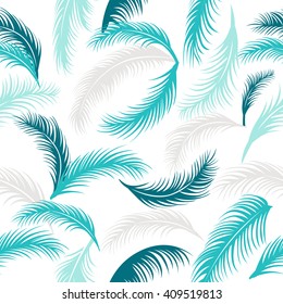 Leaves of palm tree. Seamless pattern. Vector background.
