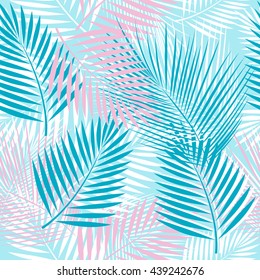 Leaves of palm tree. Seamless pattern. Vector background.