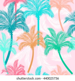 Leaves of palm tree. Seamless pattern. Vector background.