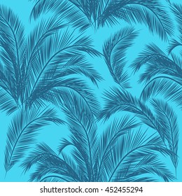 Leaves of palm tree. Seamless pattern. Vector background.