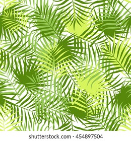 Leaves of palm tree. Seamless pattern. Vector background.