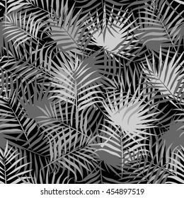Leaves of palm tree. Seamless pattern. Vector background.