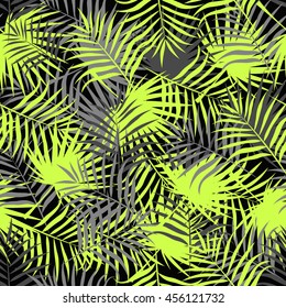 Leaves of palm tree. Seamless pattern. Vector background.