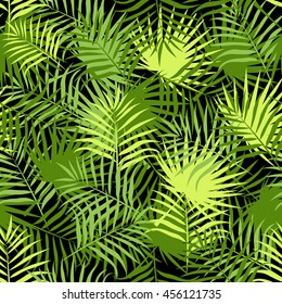 Leaves of palm tree. Seamless pattern. Vector background.