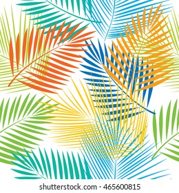 Leaves of palm tree. Seamless pattern. Vector background.
