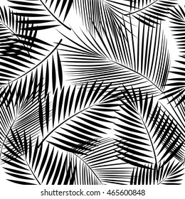 Leaves of palm tree. Seamless pattern. Vector background.