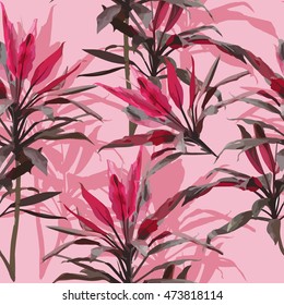 Leaves of palm tree. Seamless pattern. Vector background.