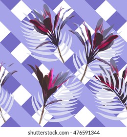 Leaves of palm tree. Seamless pattern. Vector background.