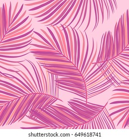 Leaves of palm tree. Seamless pattern. Vector background.